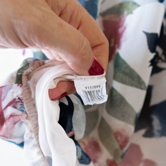 Vince Camuto Floral Blouson Top Size Large Watercolor Print Sheer Sleeve Blouse - Picture 6 of 6